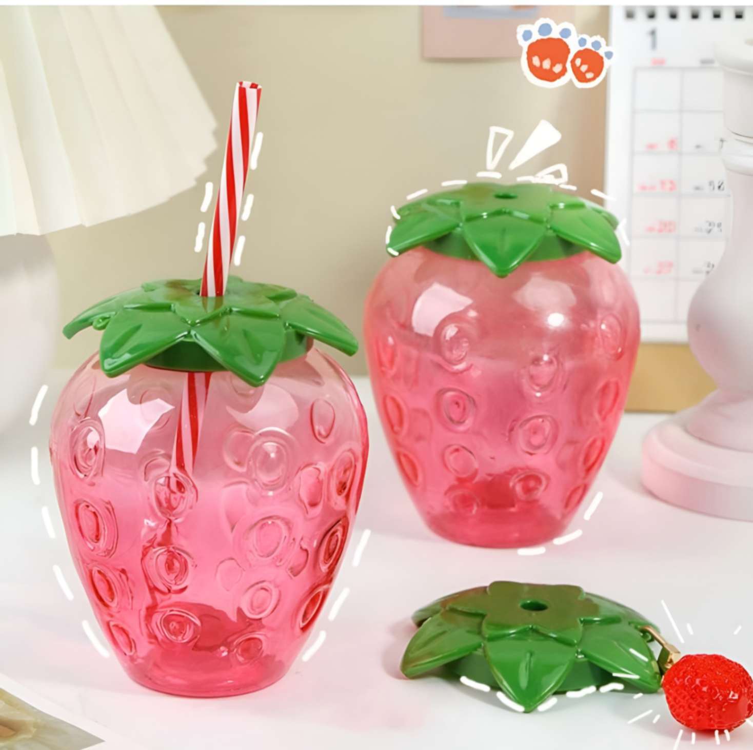 Strawberry Cup with Straw