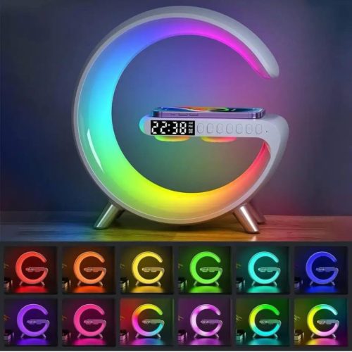 G Speaker Lamp – 3 in 1 Multi-Function Bluetooth Speaker with Wireless Fast Charging, RGB Light and Sunrise Alarm Clock for Bedroom & Bedside Table