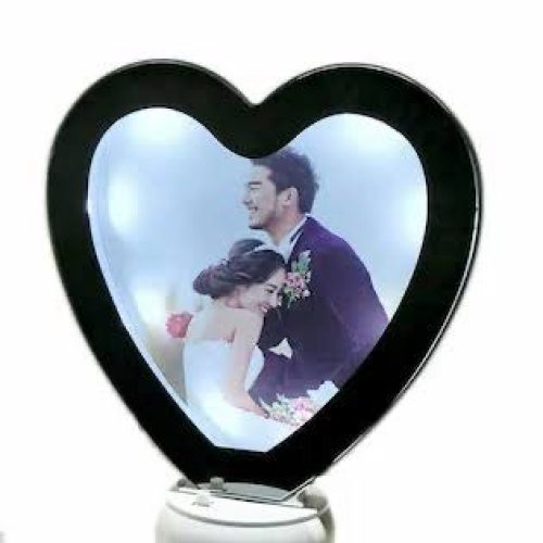 Plastic Heart Magic Mirror Tabletop Photo Frame (White)(Framed)